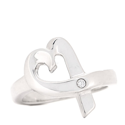 Tiffany Sterling Silver Paloma Picasso Diamond Loving Heart Ring 49 5 1 of 6