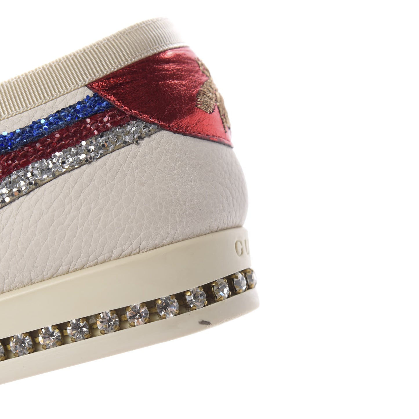 Calfskin Glitter Crystal Womens Sylvie Web Falacer Sneakers 36.5 White