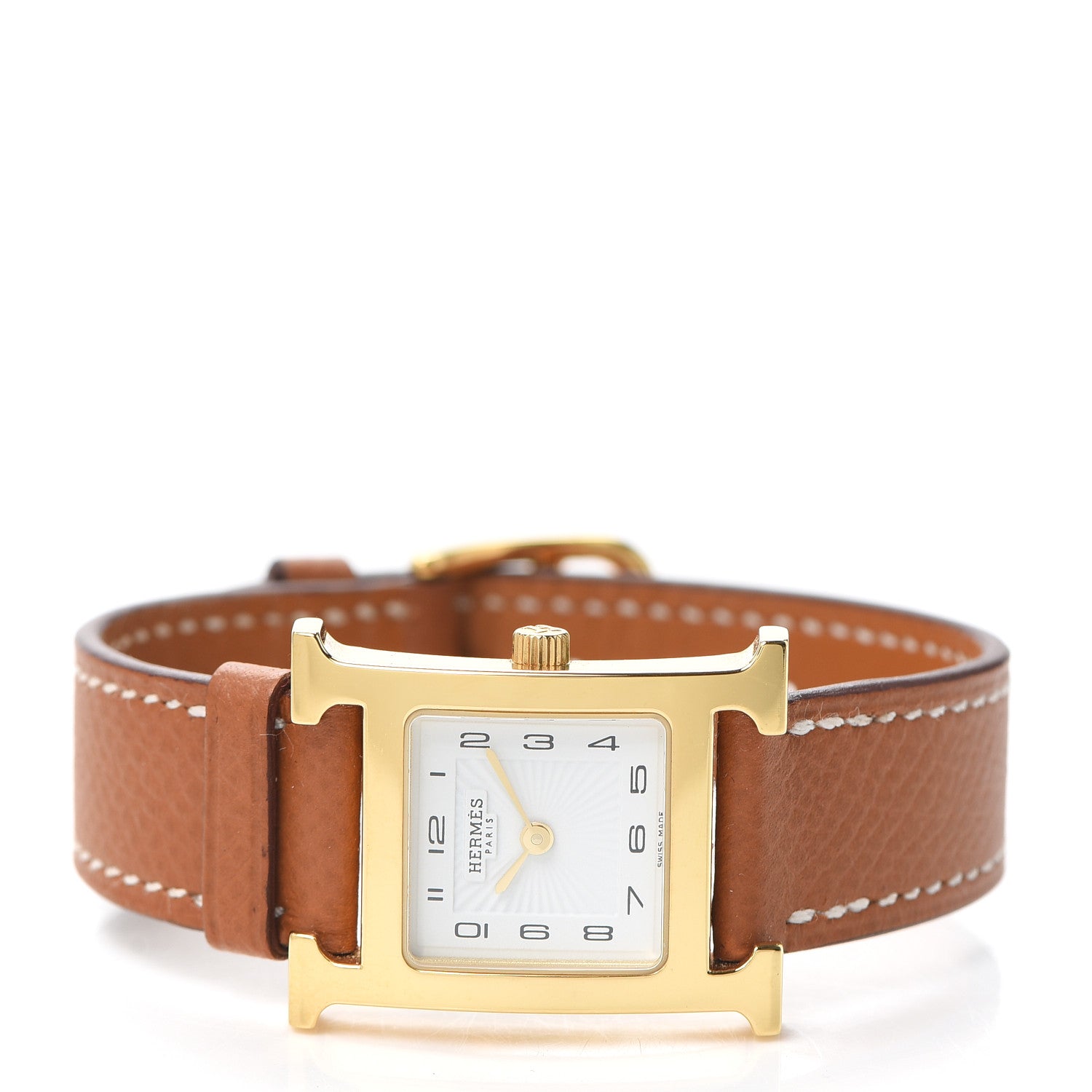 Hermes Stainless Steel Epsom 21mm Heure H Hour Quartz Watch Gold 2 of 5