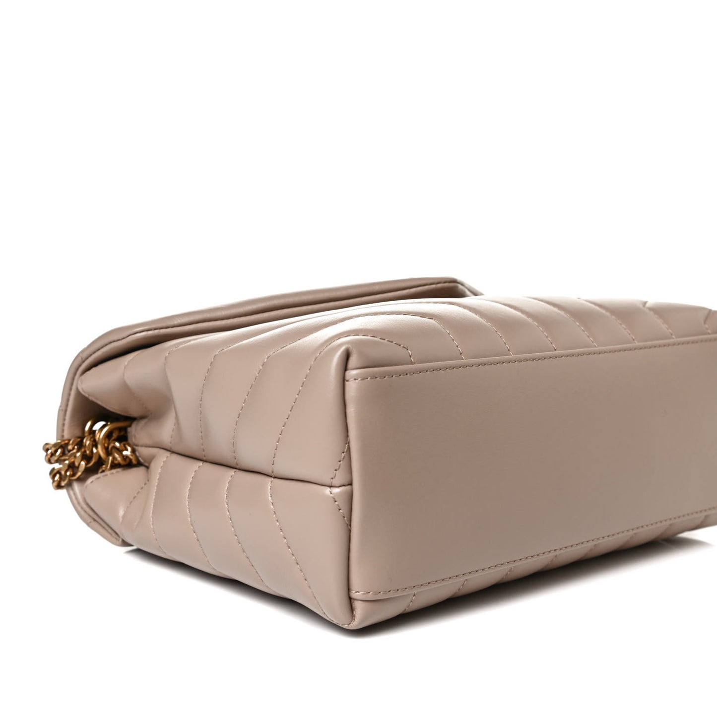 Calfskin Y Quilted Monogram Small Loulou Chain Satchel Dark Beige