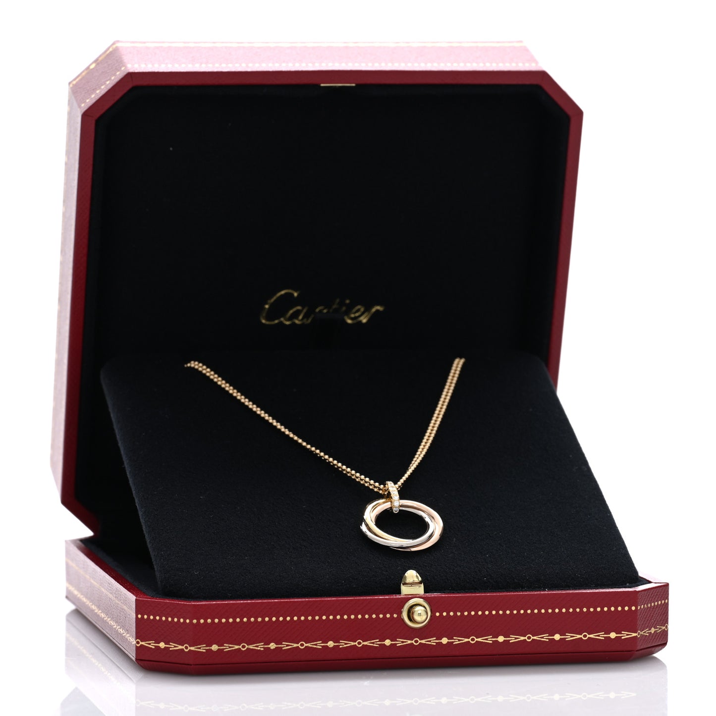 18K Pink White Yellow Gold Diamond Trinity Pendant Necklace