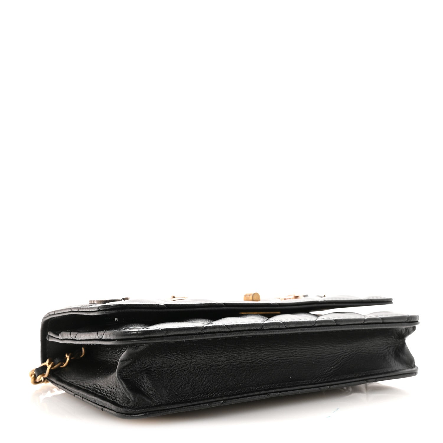 Chanel Lambskin Quilted Lucky Charms 2.55 Reissue Wallet On Chain WOC Black 4 of 12