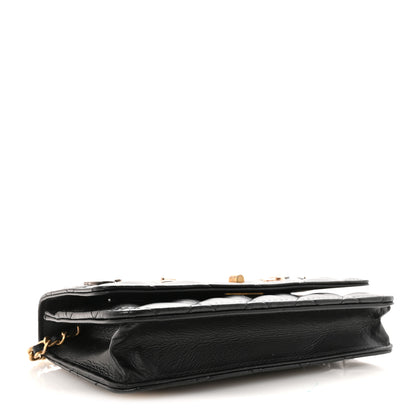 Chanel Lambskin Quilted Lucky Charms 2.55 Reissue Wallet On Chain WOC Black 4 of 12