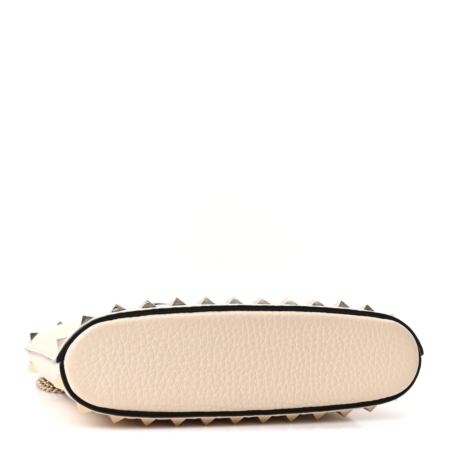 Grainy Calfskin Mini Rockstud Flip Lock Tote Ivory