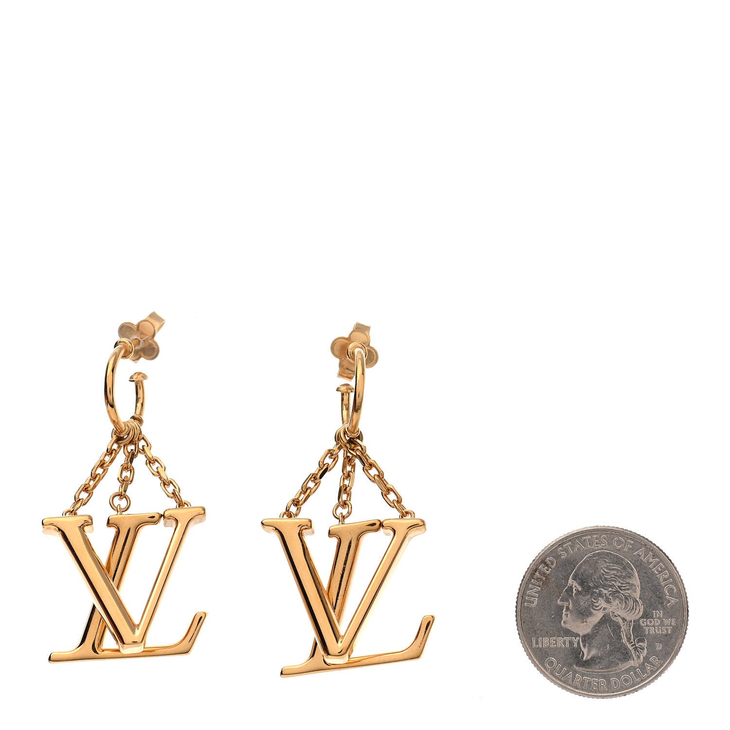 Louis Vuitton Metal LV Optic Earrings Gold 2 of 4