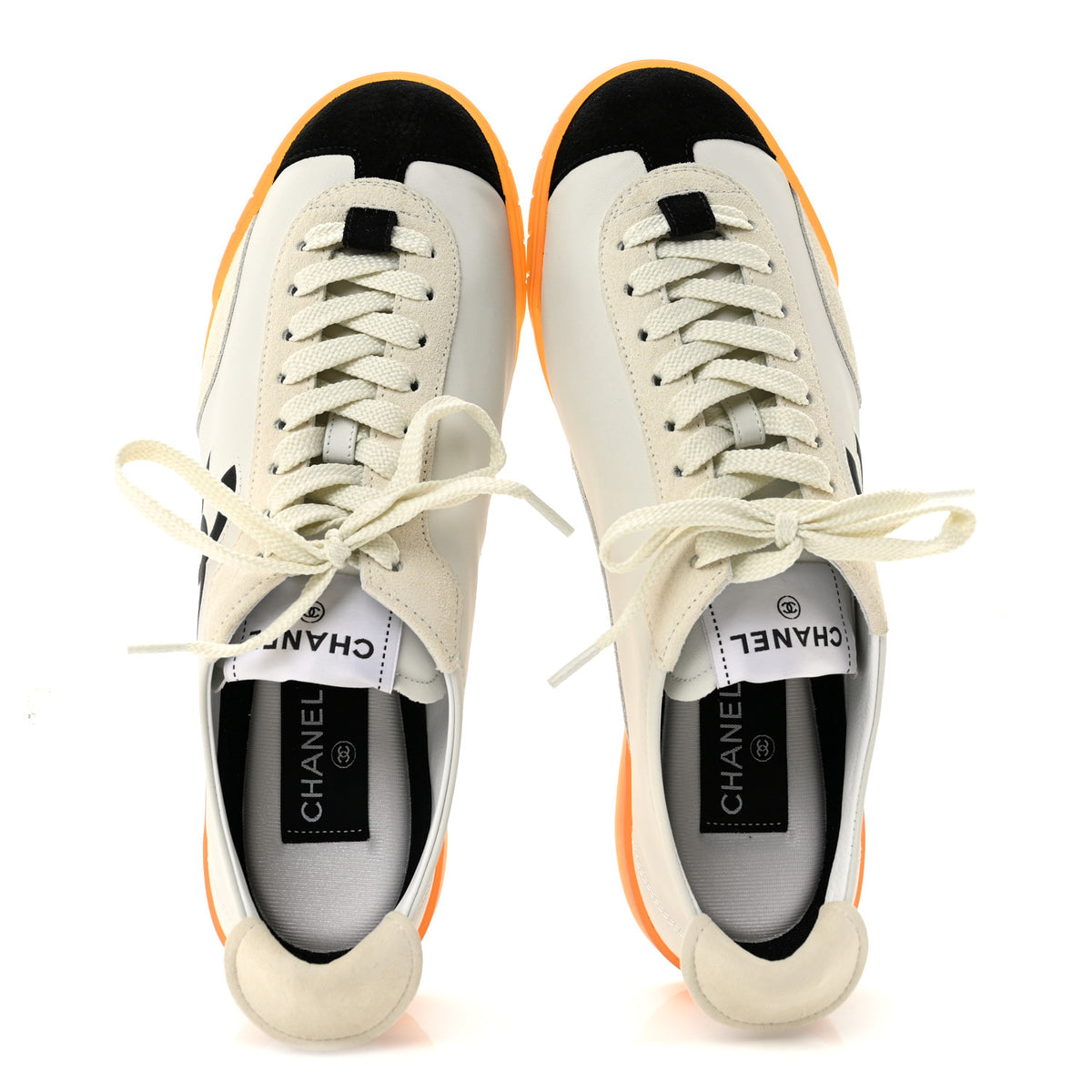 Calfskin Embossed Suede Sneakers 38.5 White Black