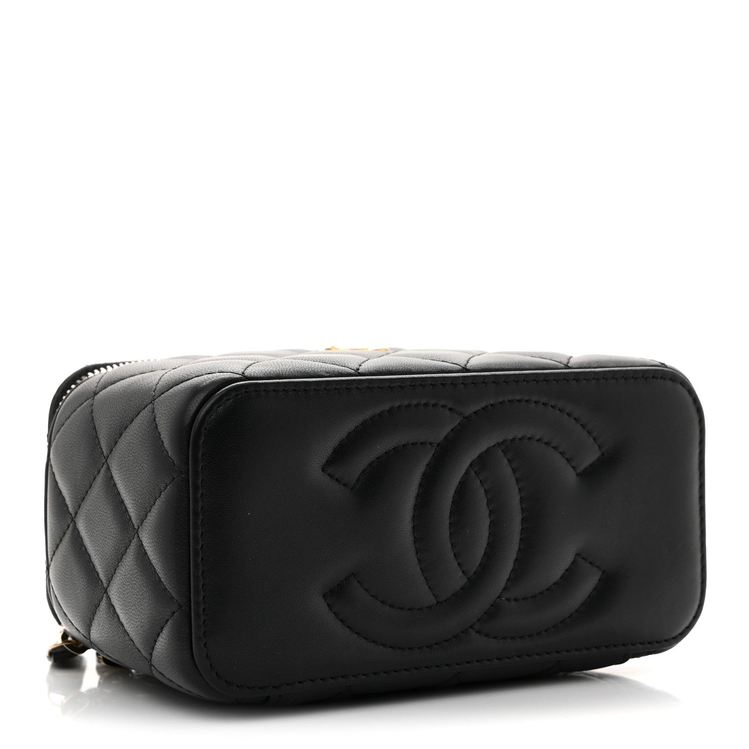 Chanel Lambskin Quilted Pearl Crush Small Vanity Case With Chain Black 4 of 11