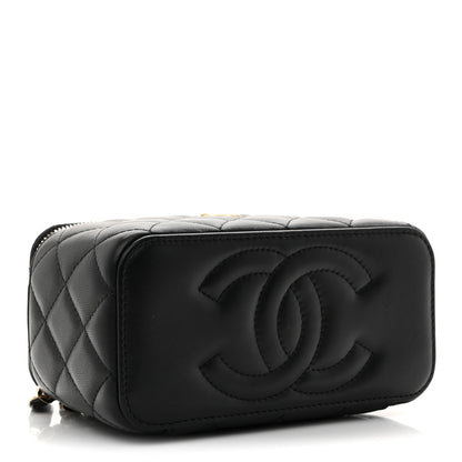 Chanel Lambskin Quilted Pearl Crush Small Vanity Case With Chain Black 4 of 11