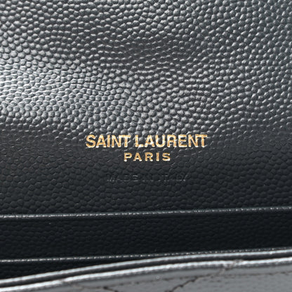 Saint Laurent Grain De Poudre Matelasse Chevron Small Monogram Envelope Wallet Dark Smog 6 of 8