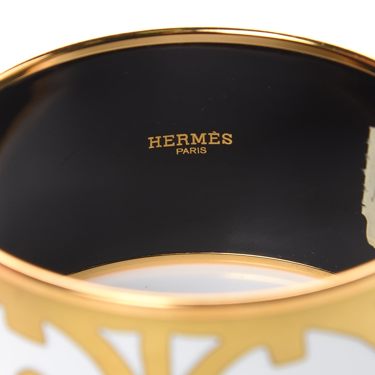 Hermes Enamel Printed Extra Wide Balcons du Guadalquivir Bracelet 70 Gold 5 of 6