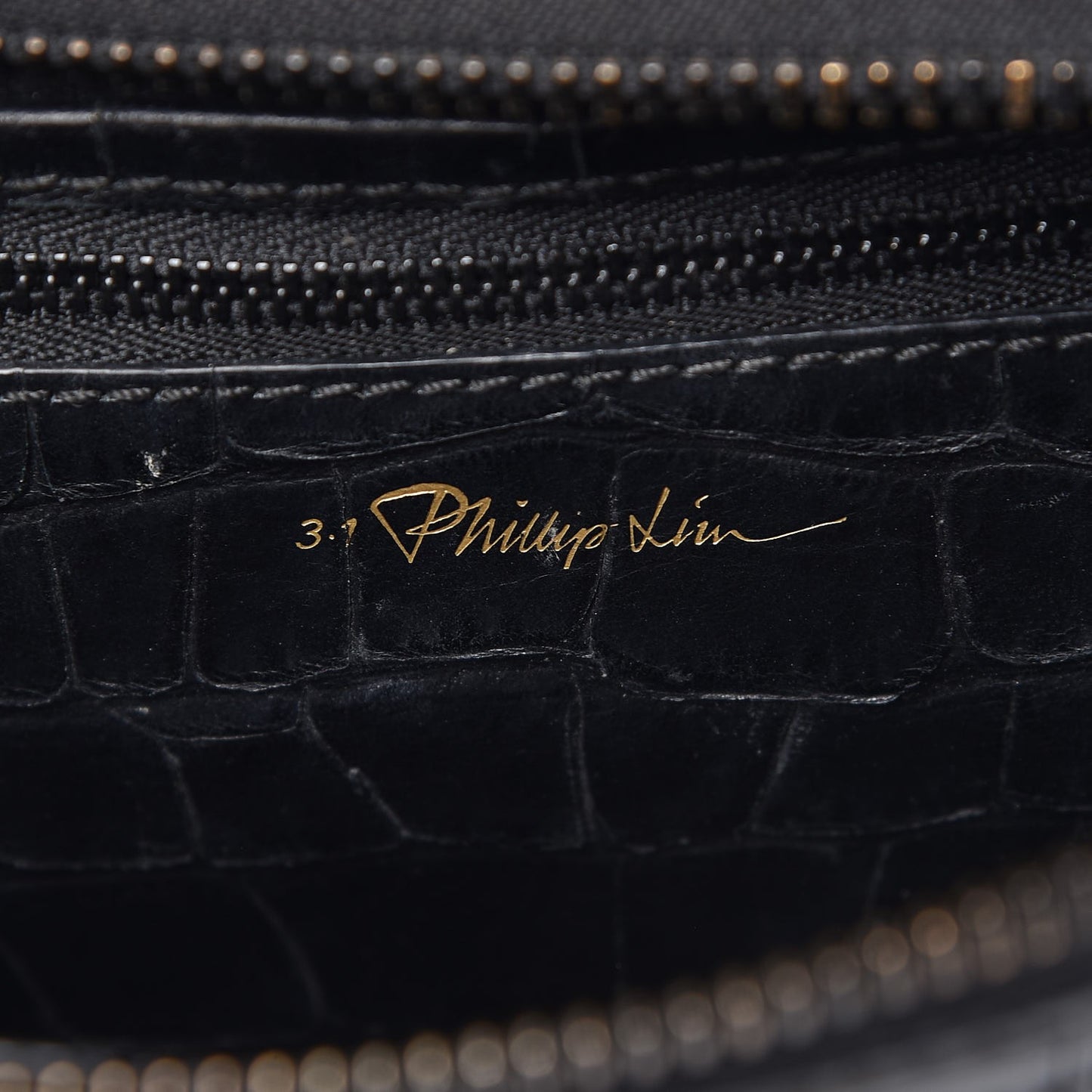 3.1 Calfskin Crocodile Embossed Small Ryder Satchel Tote Bag Black
