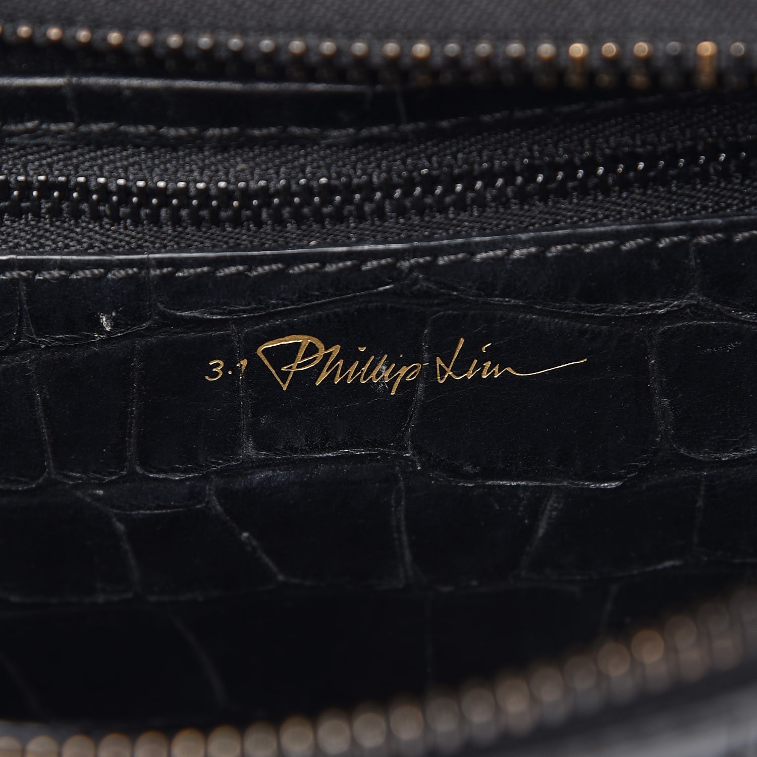 3.1 Phillip Lim 3.1 Calfskin Crocodile Embossed Small Ryder Satchel Tote Bag Black 6 of 12