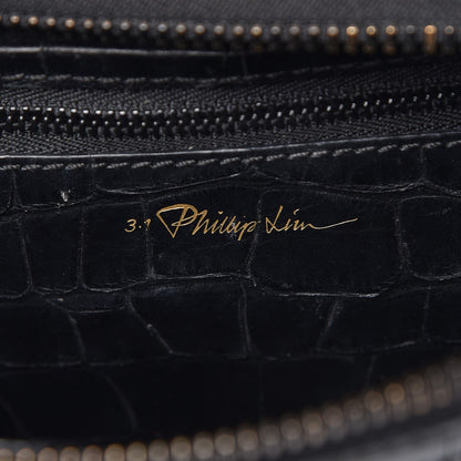 3.1 Phillip Lim 3.1 Calfskin Crocodile Embossed Small Ryder Satchel Tote Bag Black 6 of 12