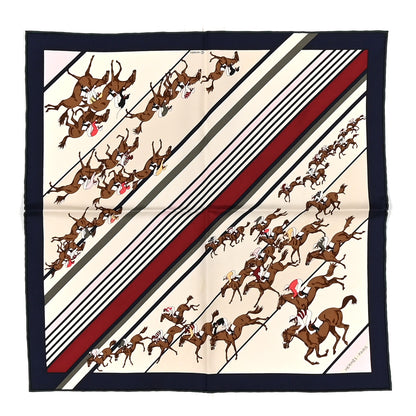 Hermes Silk Les Courses Scarf 45 Marine Beige Vert 1 of 4