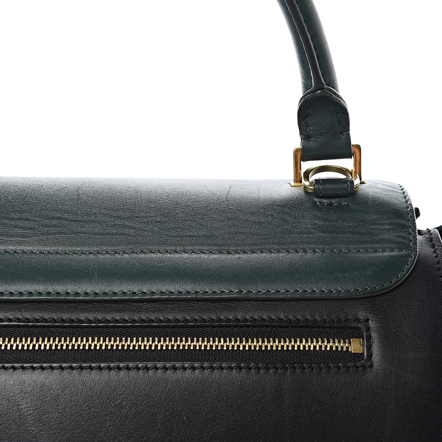 Smooth Calfskin Medium Bi-Color Trapeze Bottle Green Black
