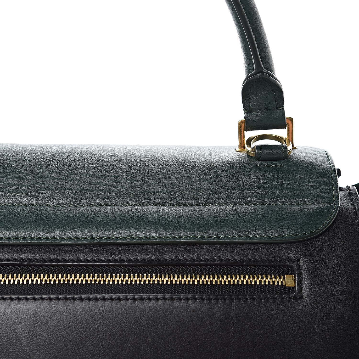 Celine Smooth Calfskin Medium Bi-Color Trapeze Bottle Green Black 13 of 16