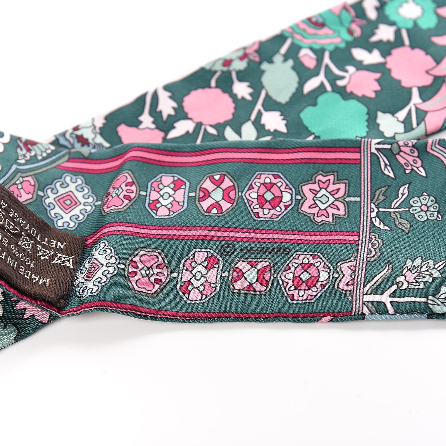 Hermes Silk Tapis Persans Twilly Lagon Vert Rose 4 of 4