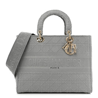 Christian Dior Canvas Embroidered Cannage Lady D-Lite Gray 1 of 18
