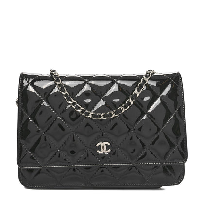 Chanel Patent Quilted Wallet On Chain WOC Black 1 of 13