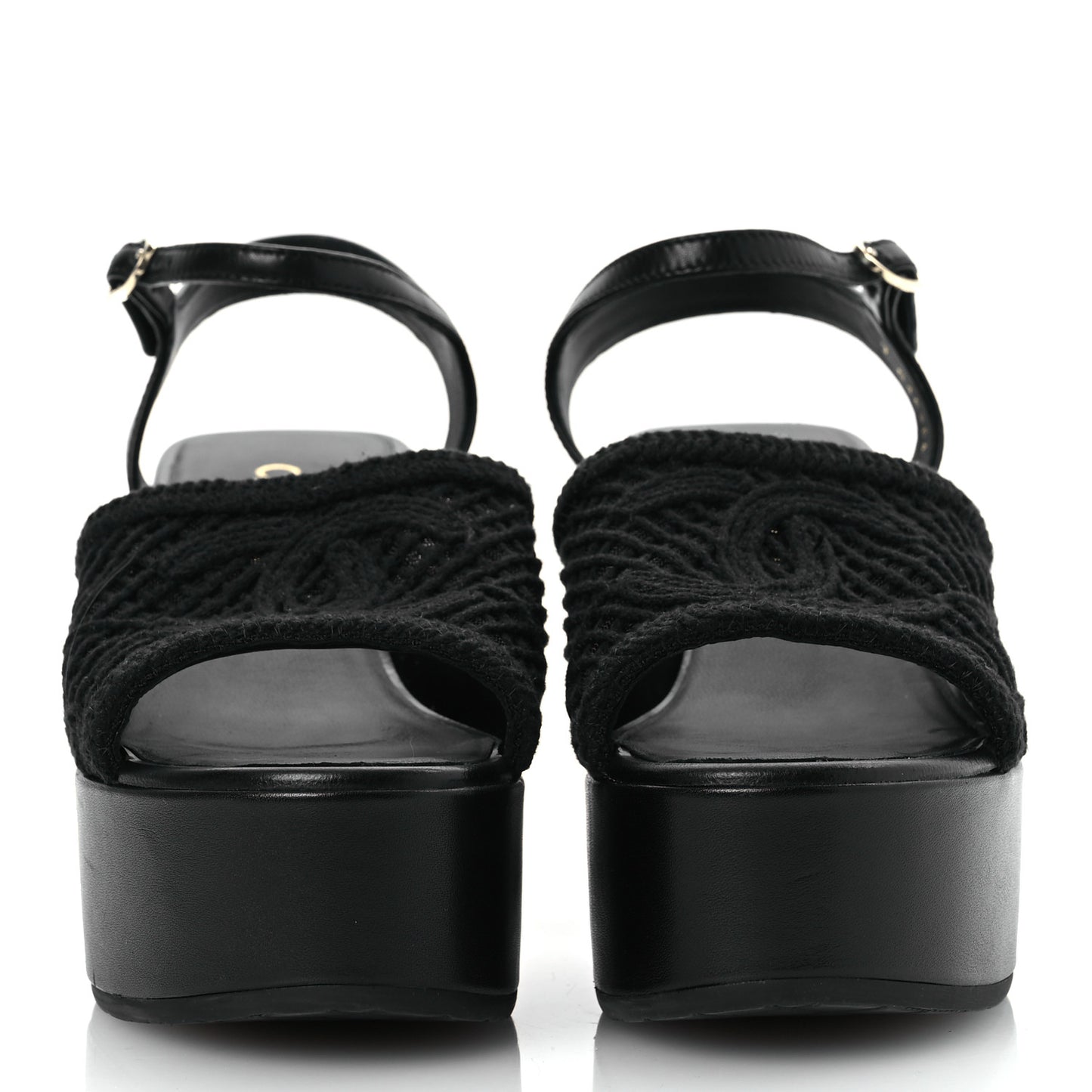 Lambskin CC Platform Sandals 37 Black