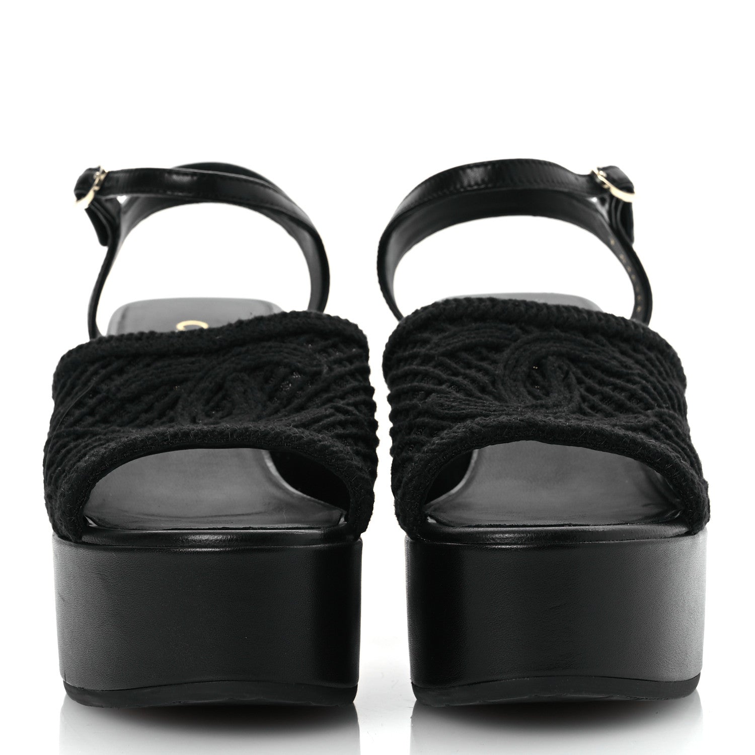 Chanel Lambskin CC Platform Sandals 37 Black 3 of 14