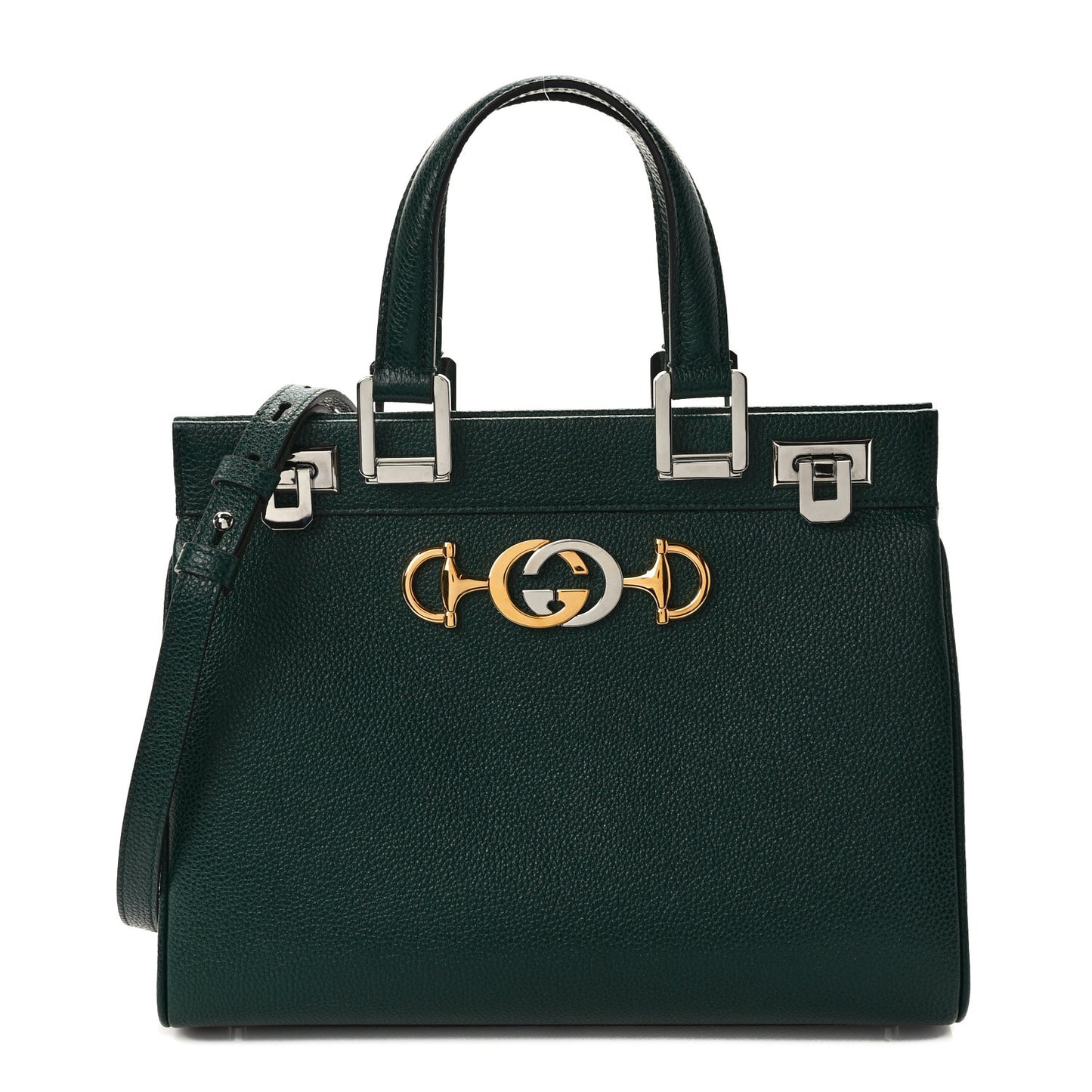 Grainy Calfskin Small Zumi Top Handle Bag Vintage Green