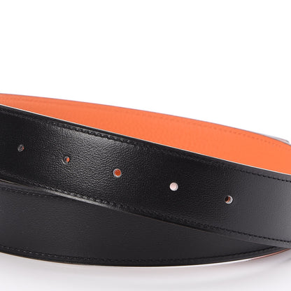 Hermes Box Togo 32mm H Belt 85 Black Orange 5 of 7