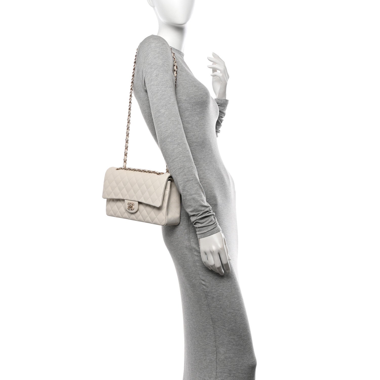 Chanel Caviar Quilted Medium Double Flap White 2 of 11