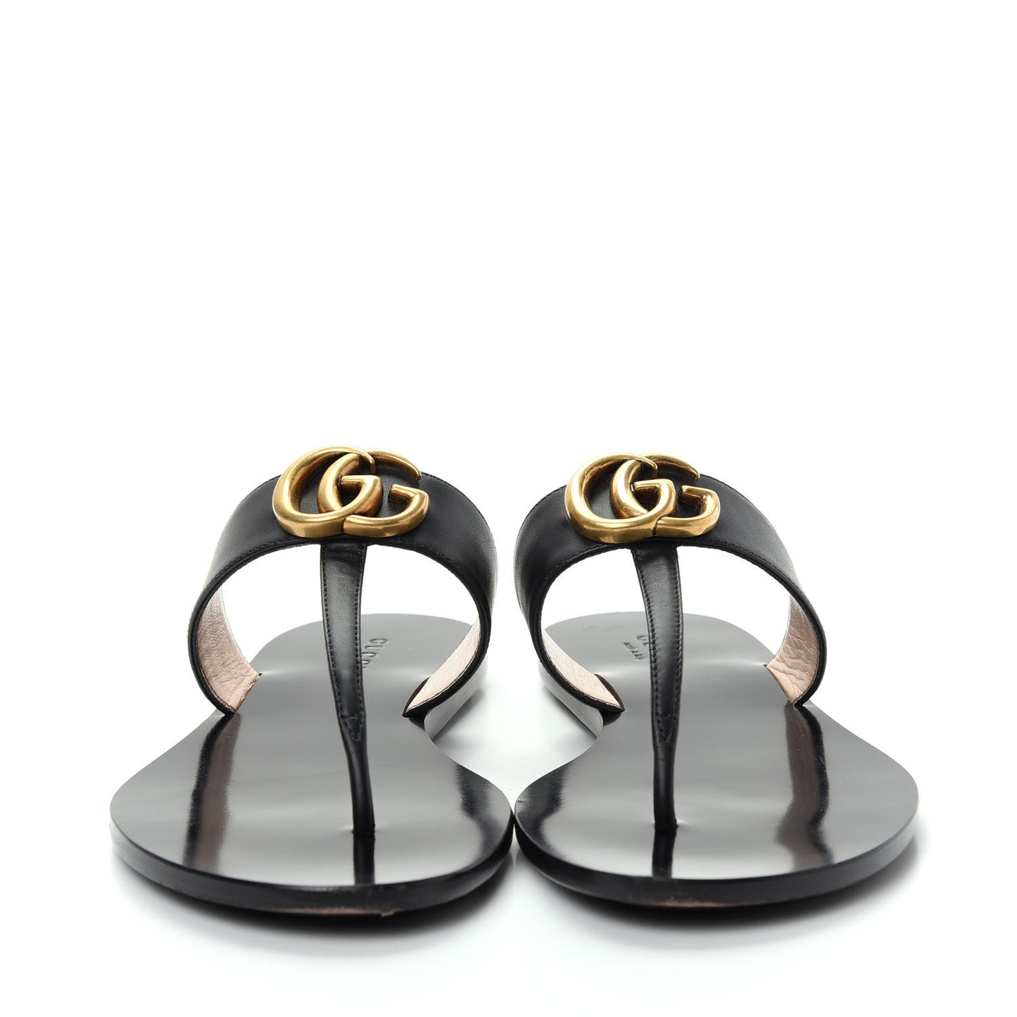 Calfskin GG Marmont Thong Sandals 36.5 Black