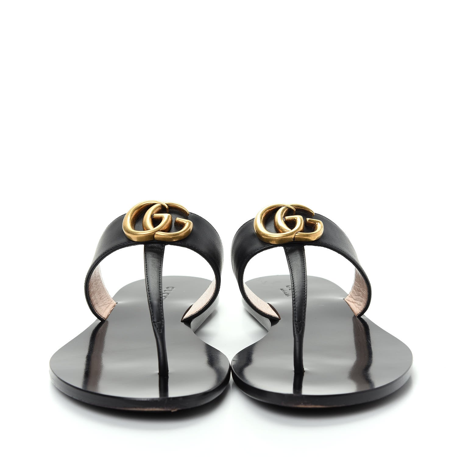 Gucci Calfskin GG Marmont Thong Sandals 36.5 Black 2 of 10
