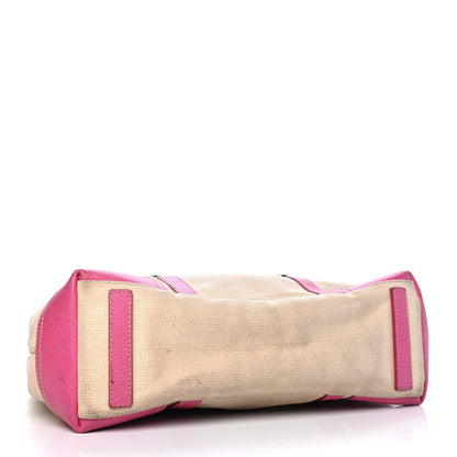 Prada Canvas Calfskin Trim Tote Pink 3 of 5