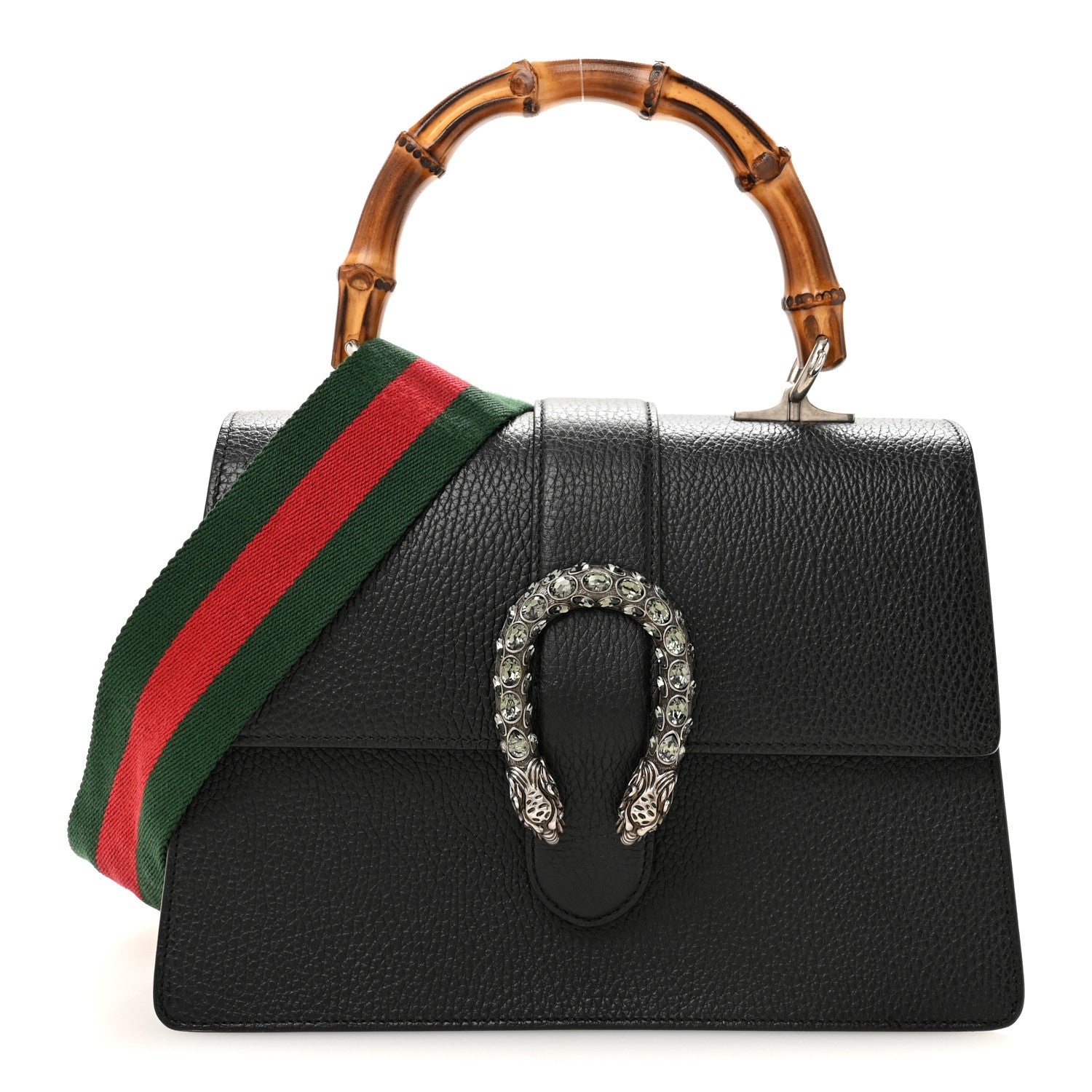 Gucci Dollar Calfskin Crystal Web Medium Dionysus Bamboo Top Handle Bag Black Black Diamond 1 of 11