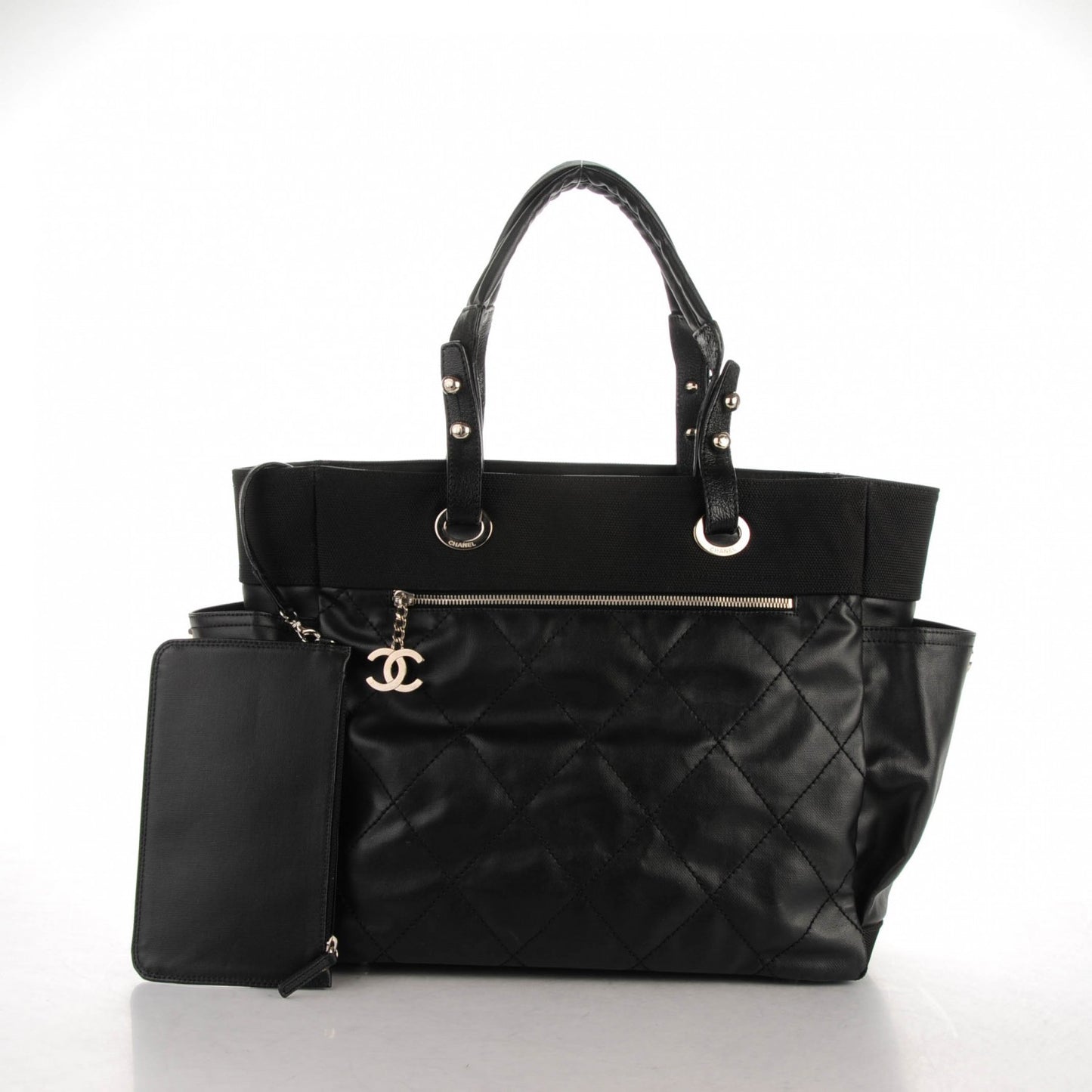 Coated Canvas Large Paris Biarritz Tote Black