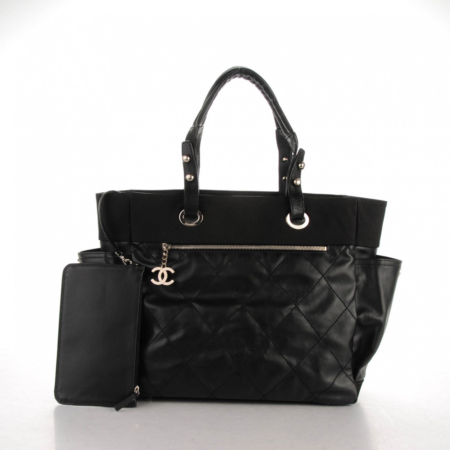 Chanel Coated Canvas Large Paris Biarritz Tote Black 3 of 8