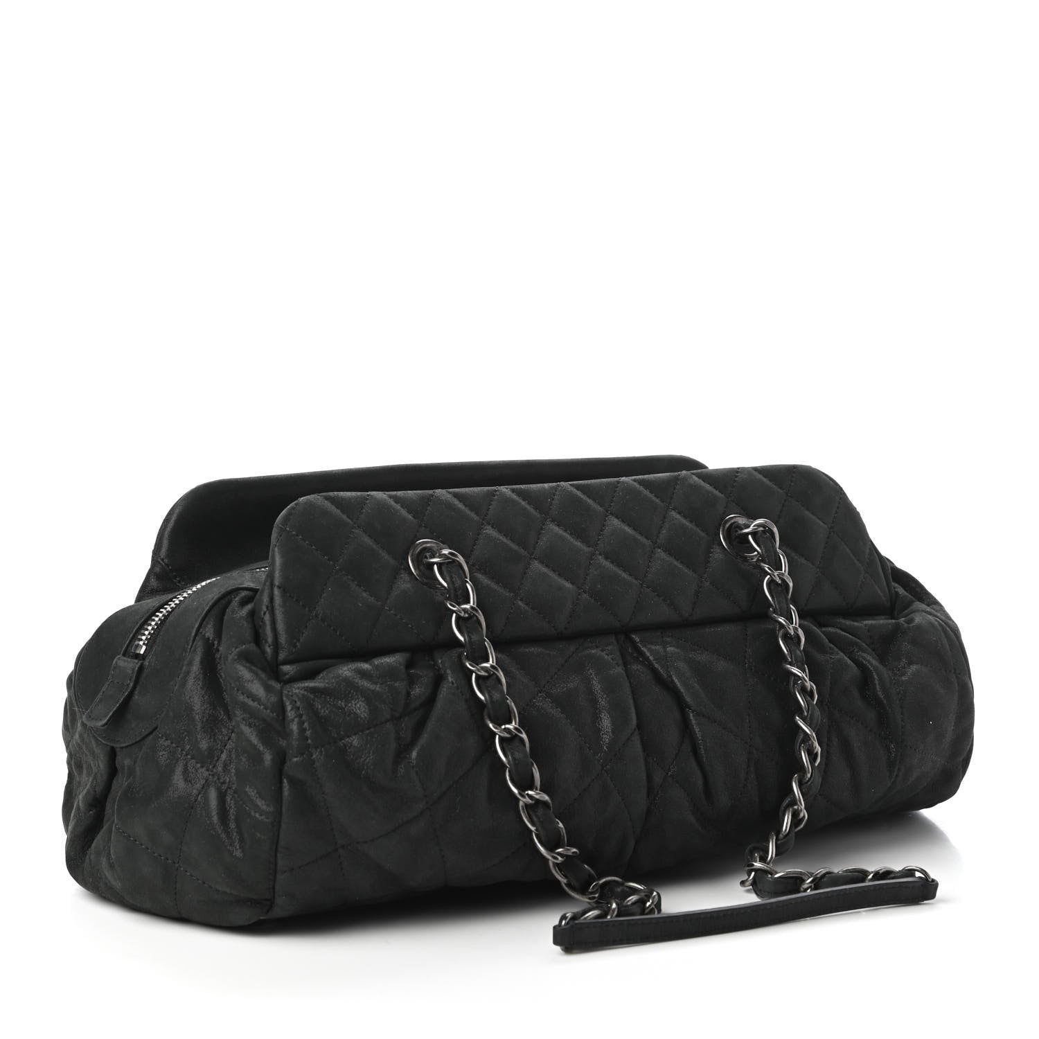 Chanel Iridescent Calfskin Chic Quilt Bowling Bag Black 3 of 10