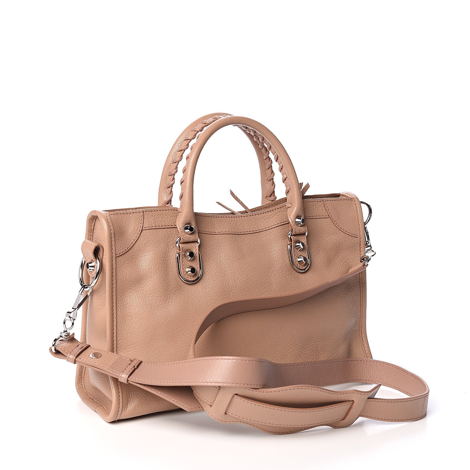 Balenciaga Shiny Goatskin Silver Metallic Edge Hardware S City Rose Des Sables 2 of 9