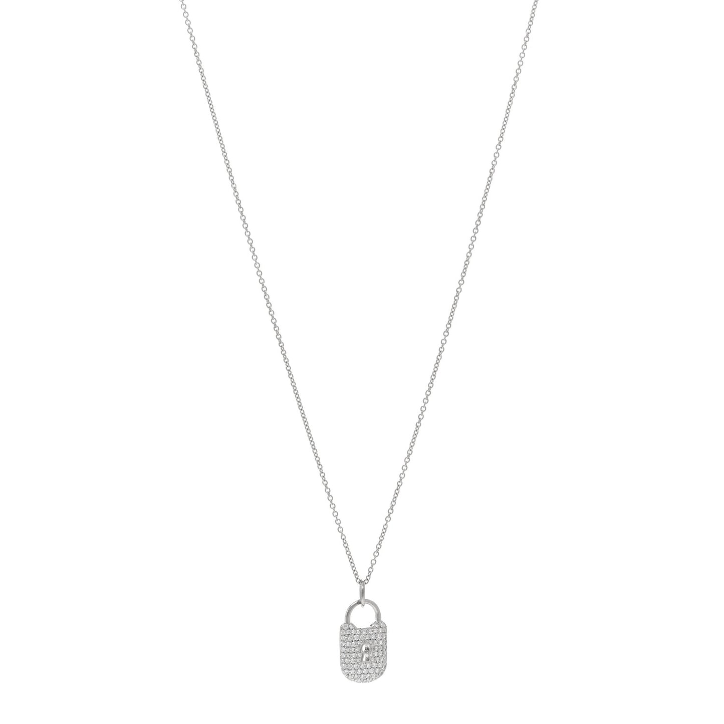 Platinum Diamond Small Lock Pendant Necklace