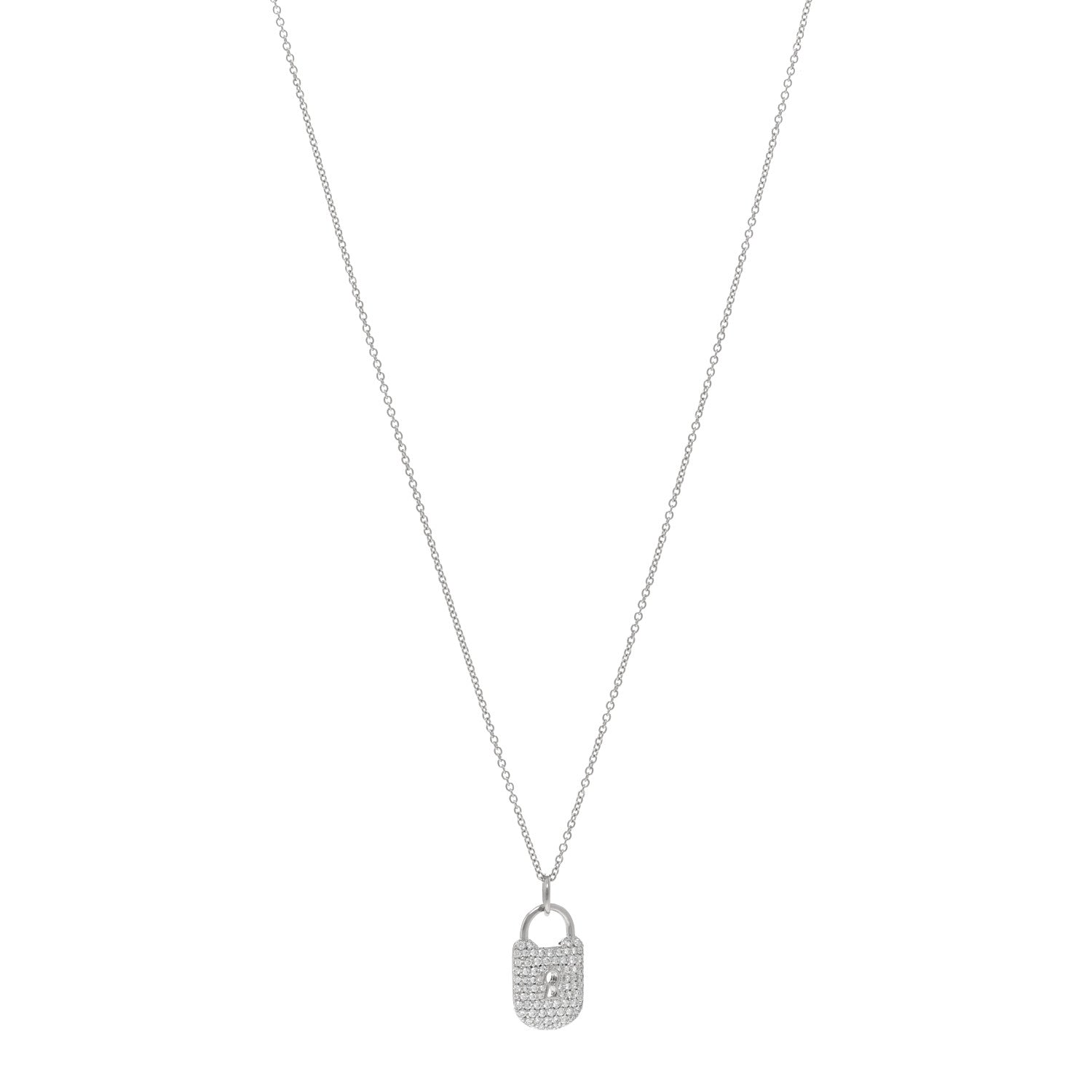 Tiffany Platinum Diamond Small Lock Pendant Necklace 1 of 4