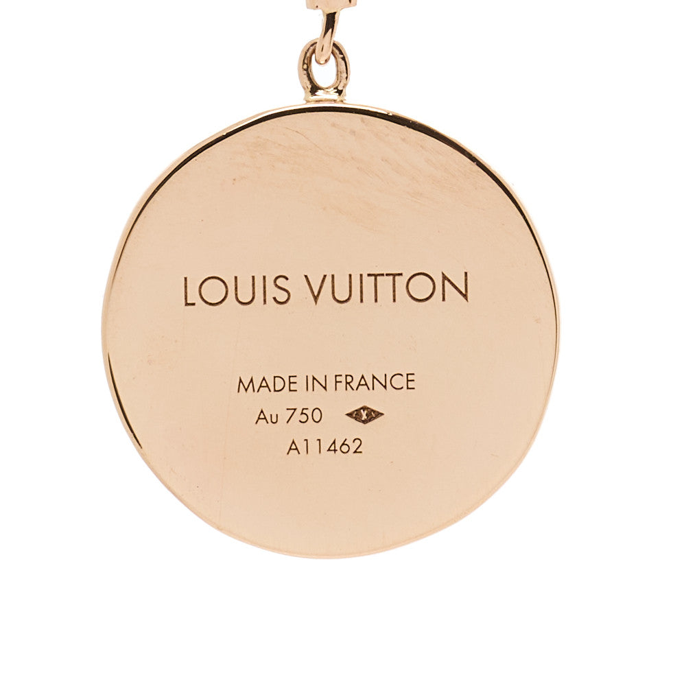 Louis Vuitton 18K Pink Gold Diamond Mother of Pearl Color Blossom Long Single Earring 3 of 4