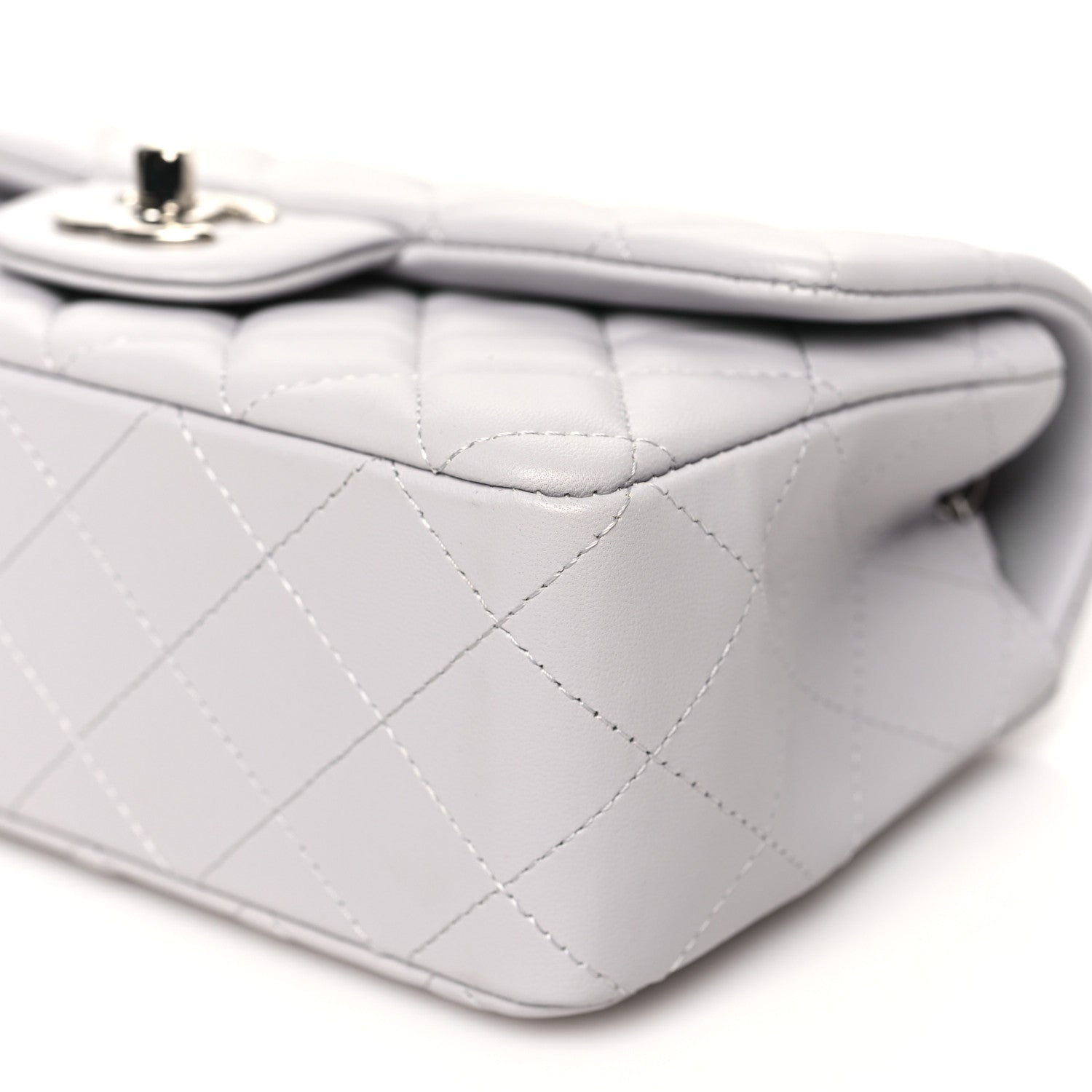 Chanel Lambskin Quilted Mini Rectangular Flap Grey 10 of 11