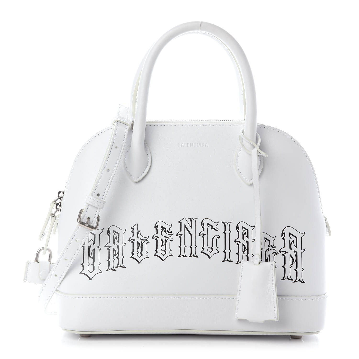 Balenciaga Calfskin Gothic Logo S Ville Top Handle Bag White 1 of 7