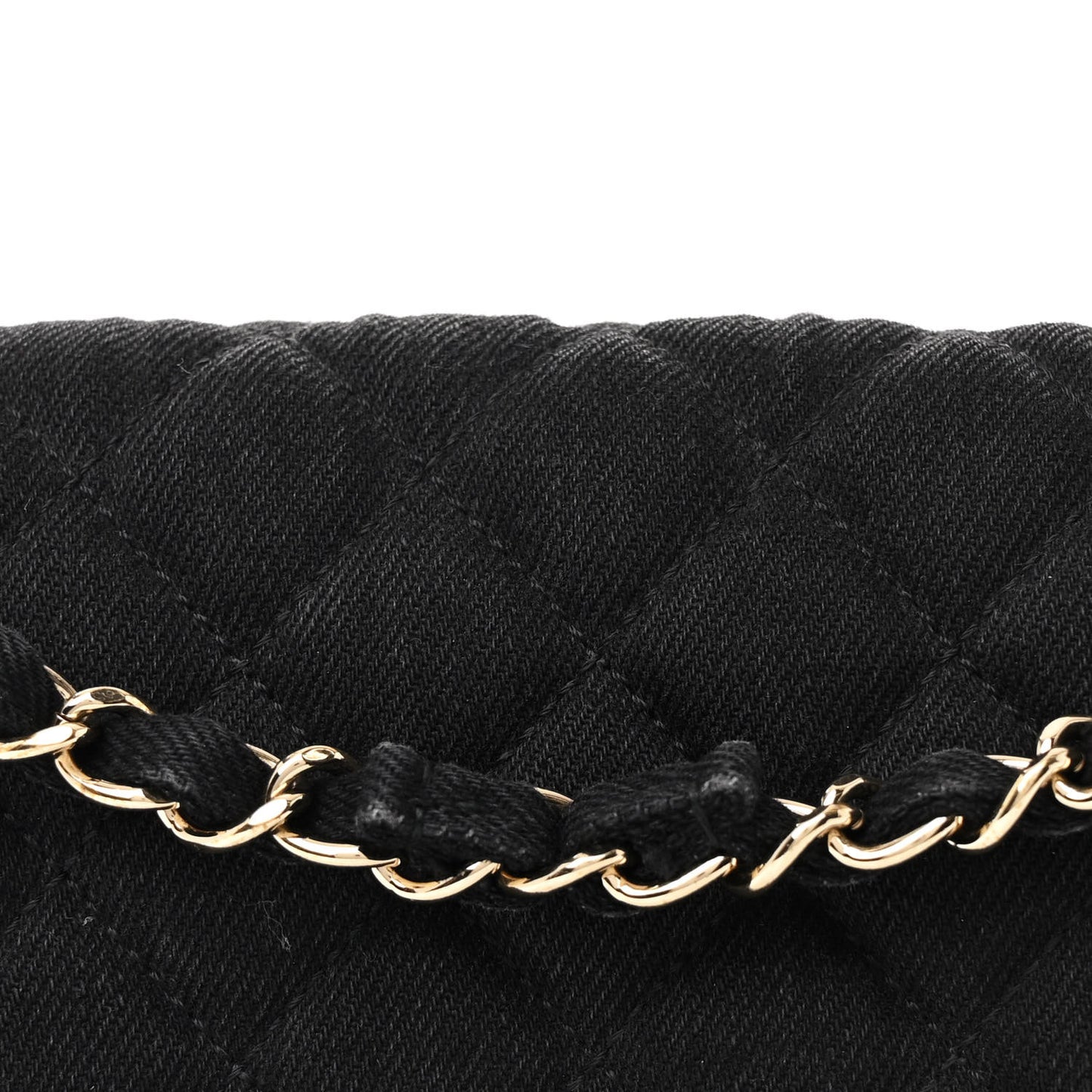 Denim Braided Medium Flap Bag Black