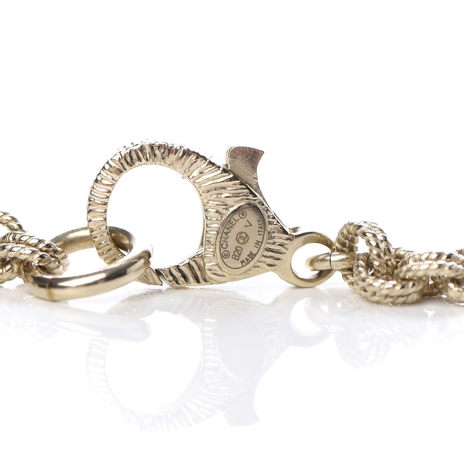 Chanel Graduated Pearl Crystal Twisted CC Long Necklace Gold 4 of 5