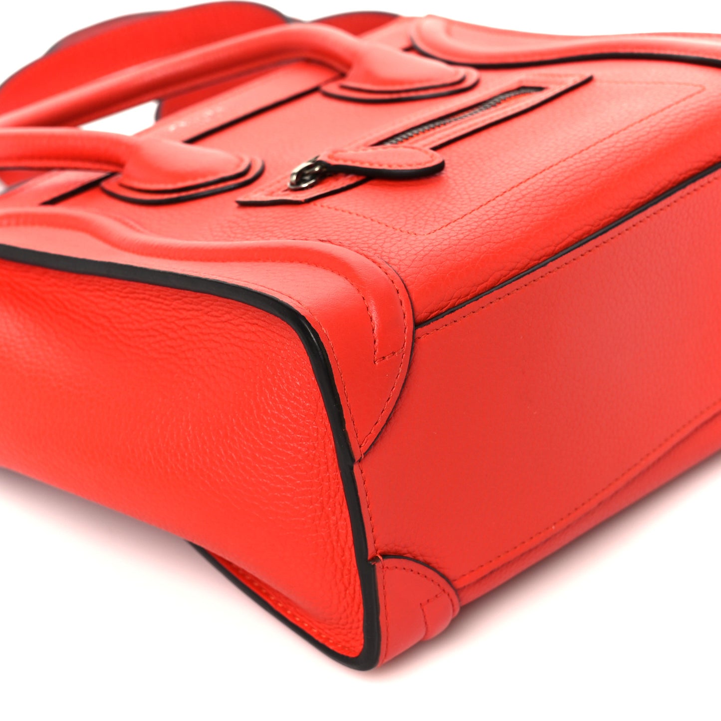 Drummed Calfskin Nano Luggage Vermillion