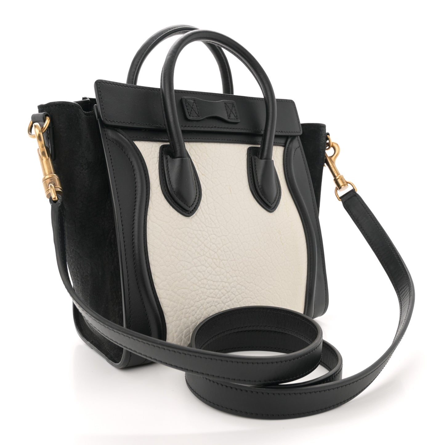 Bullhide Calfskin Nubuck Bi-Color Nano Luggage Black White