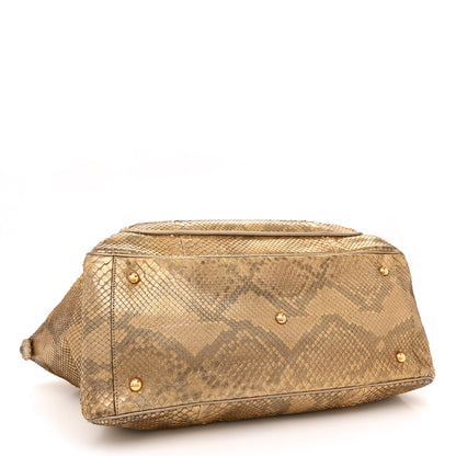Gucci Metallic Snakeskin Medium 1973 Top Handle Satchel Gold 4 of 14