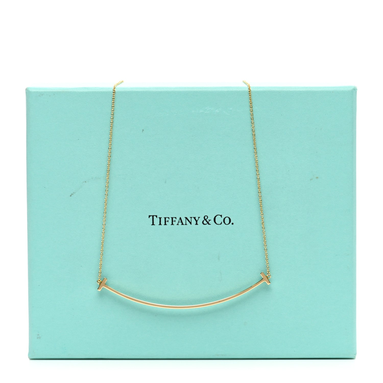Tiffany 18K Yellow Gold Large T Smile Pendant Necklace 5 of 5