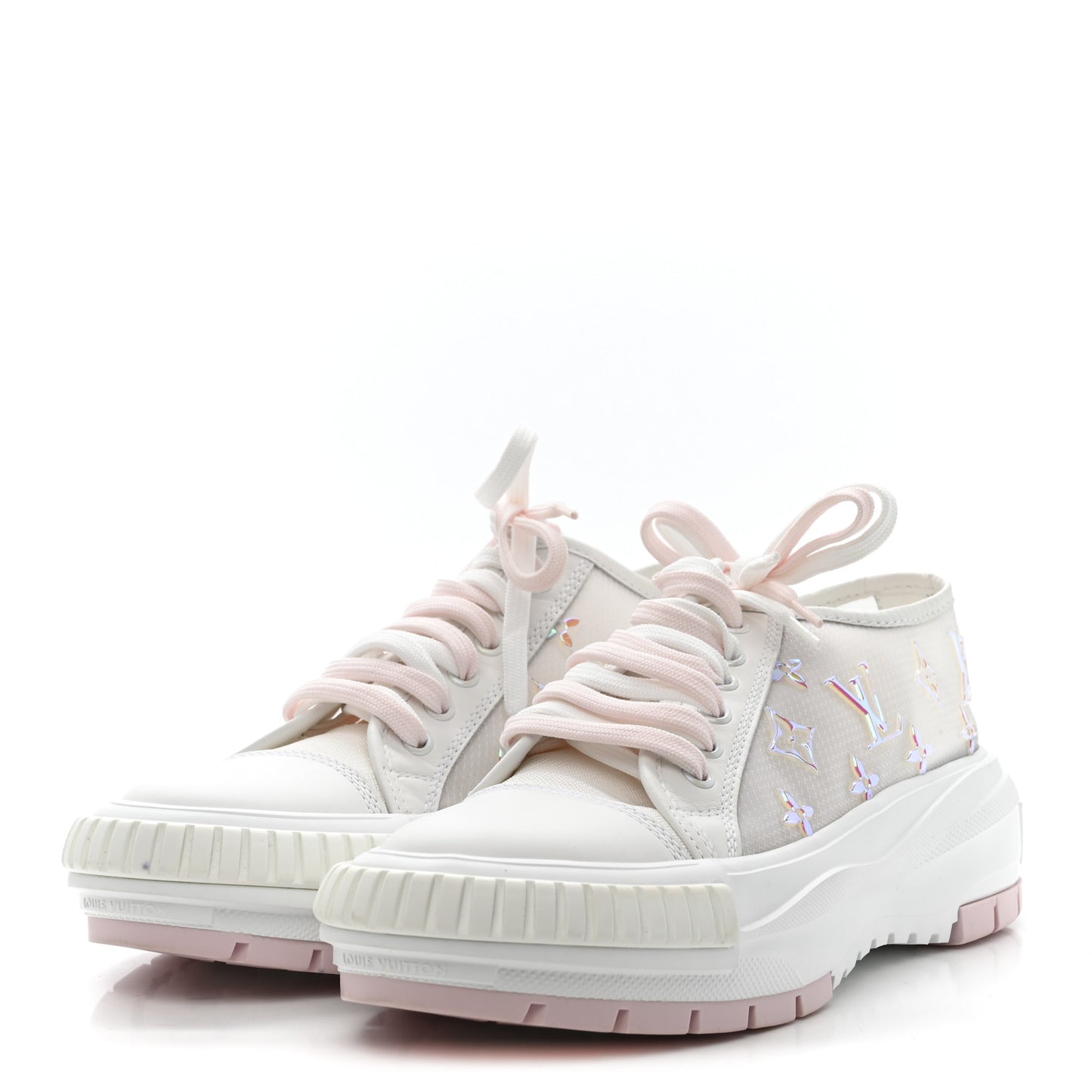 Iridescent Technical Mesh Monogram LV Squad Low Top Sneakers 38.5 Rose Clair