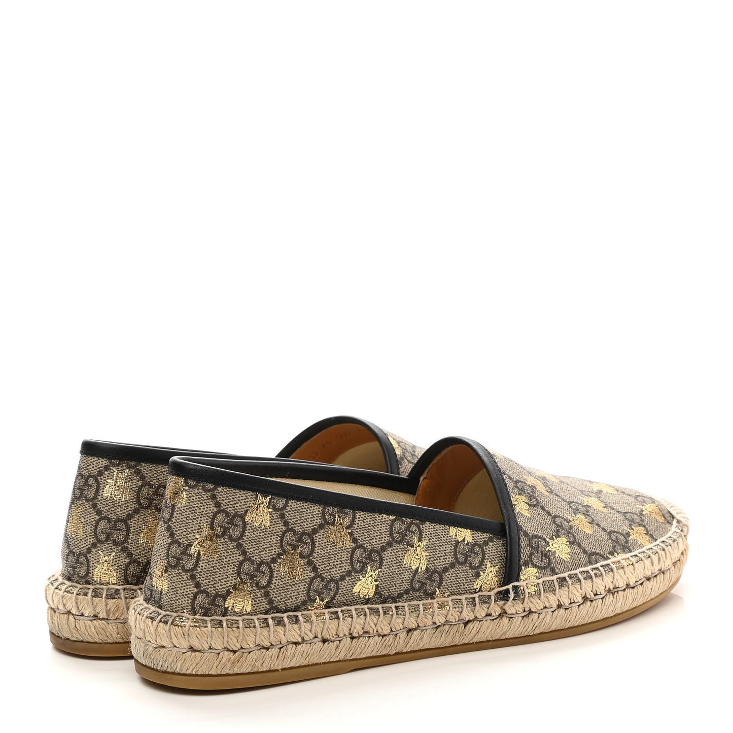 GG Supreme Monogram Bees Espadrille Flats 40 Beige Ebony Oro Black