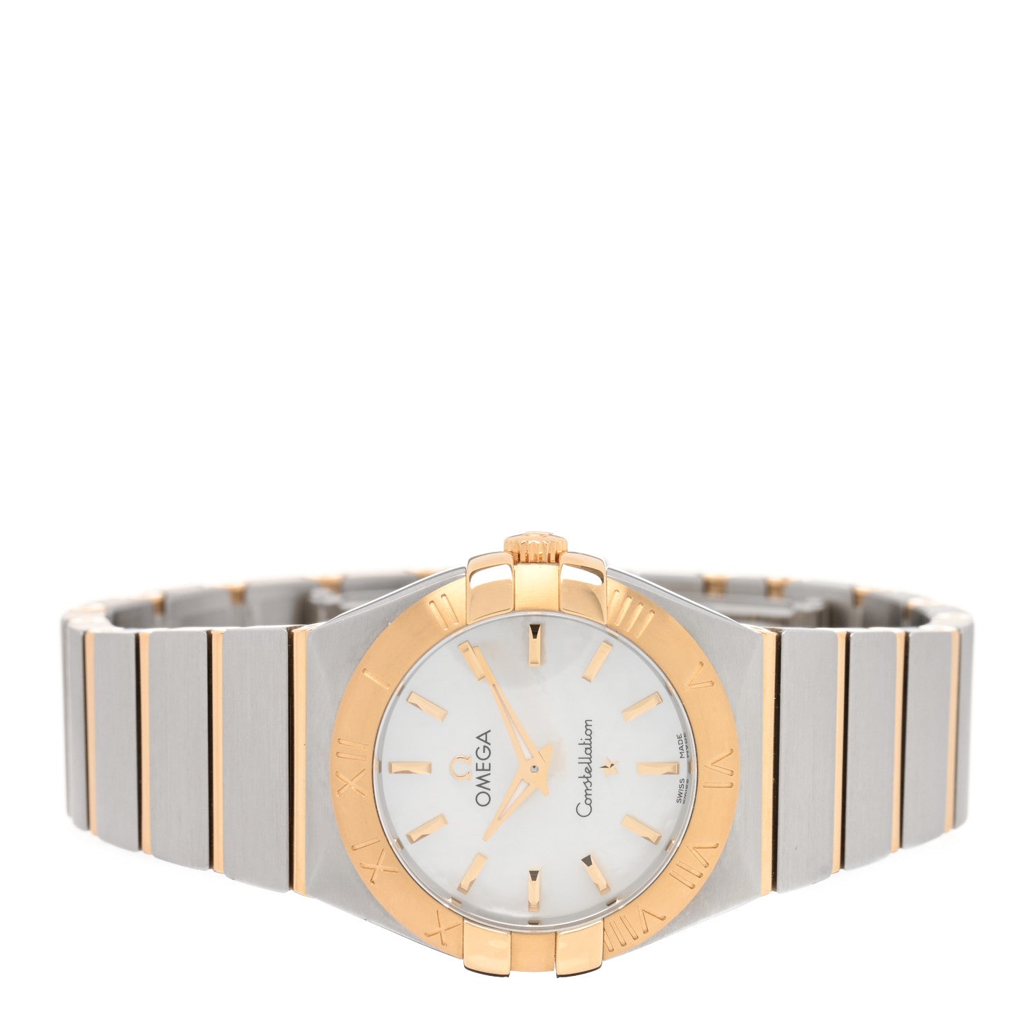 Omega Stainless Steel 18K Yellow Gold Mother of Pearl 27mm Constellation Quartz Watch 123.20.27.60.05.002 2 of 5